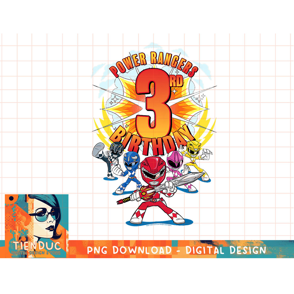 Kids Power Rangers 3rd Birthday Power Pose Group Premium T-Shirt copy.jpg