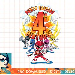 kids power rangers 4th birthday power pose group t-shirt copy png