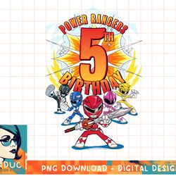 kids power rangers 5th birthday power pose group t-shirt copy png