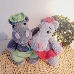 Crochet hippo pattern amigurumi, crochet pattern for clothes, Amigurumi animals pattern, Hippo toy and girl, Crochet
