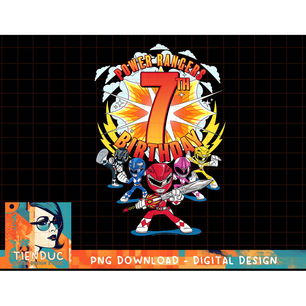 Kids Power Rangers 7th Birthday Power Pose Group T-Shirt copy.jpg