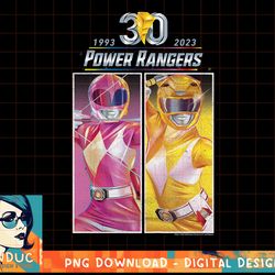 kids power rangers 30th anniversary pink & yellow retro poster t-shirt copy png
