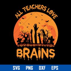 all teachers love brains svg, halloween svg, png dxf eps digital file
