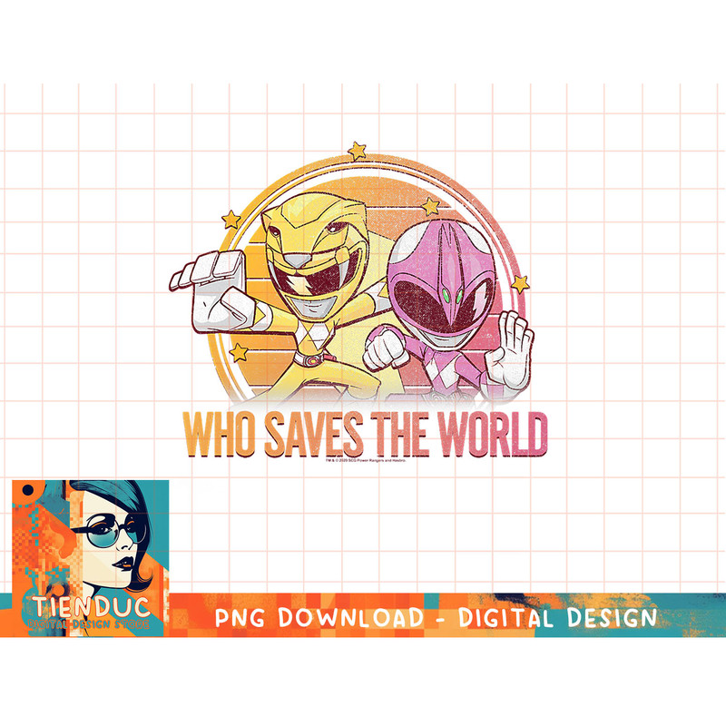 Kids Power Rangers Pink Ranger & Yellow Ranger Saves The World T-Shirt copy.jpg