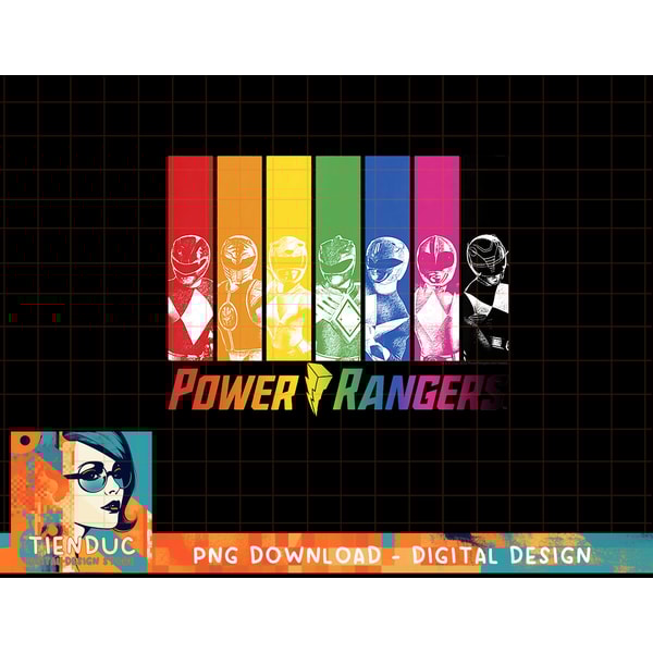 Kids Power Rangers Rainbow Panels Power Pose Logo T-Shirt co | Inspire ...