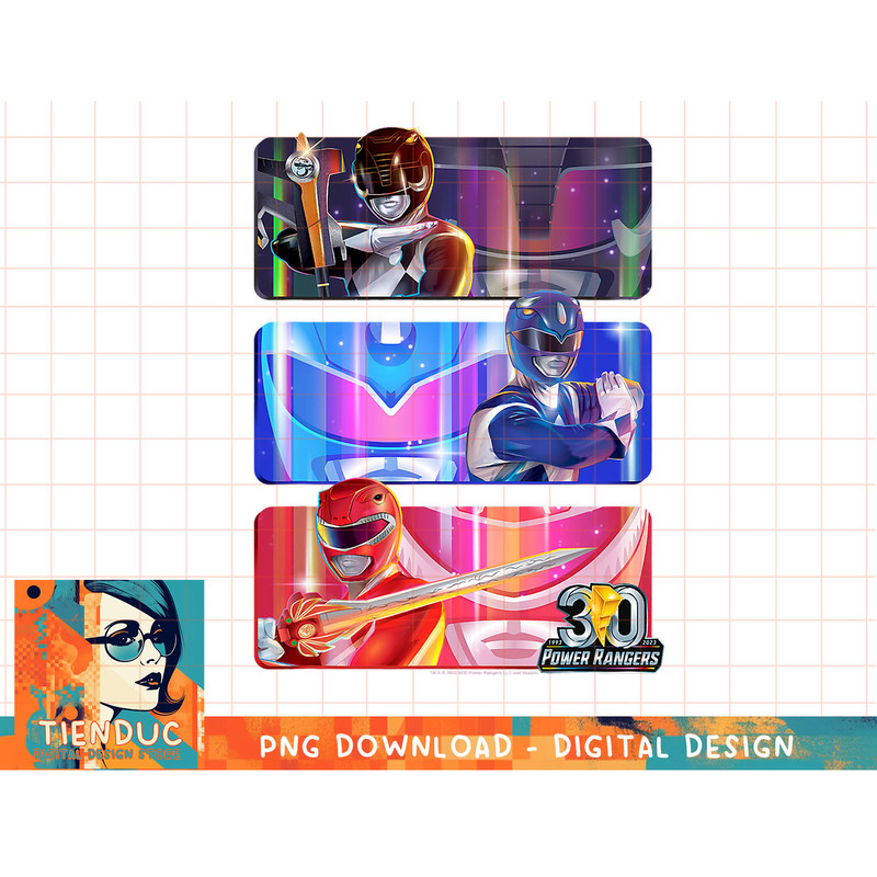 Power Rangers 30th Anniversary Black Blue Red Cosmic Panels T-Shirt copy.jpg