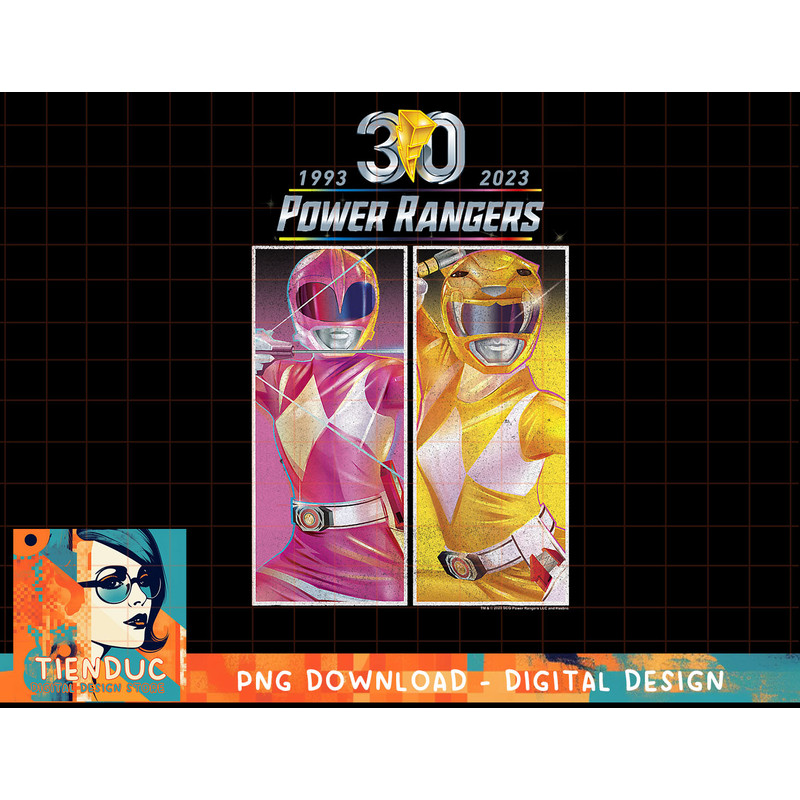 Power Rangers 30th Anniversary Pink & Yellow Retro Poster T-Shirt copy.jpg