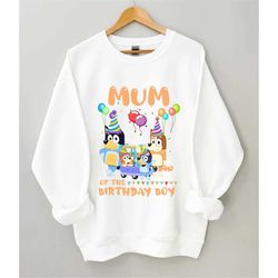 mom of the birth day boy shirt, family matching shirts, bluey toddler gift, bluey birthday tee, bingo shirt, bluey dad s