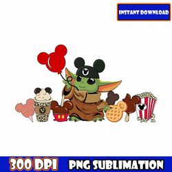 cute set of star wars cartoon characters png - skywalker, yoda, palpatine, leia, chewbacca- transparent - printable file
