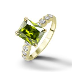 peridot ring - august birthstone - statement ring - gold ring - engagement ring - rectangle ring - cocktail ring
