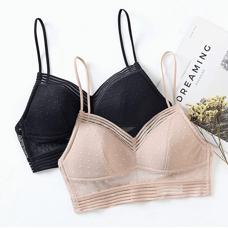 Low Back Wireless Lifting U-Back Lace Bra 2