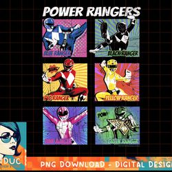 power rangers group shot color pop boxed up comic style t-shirt copy png