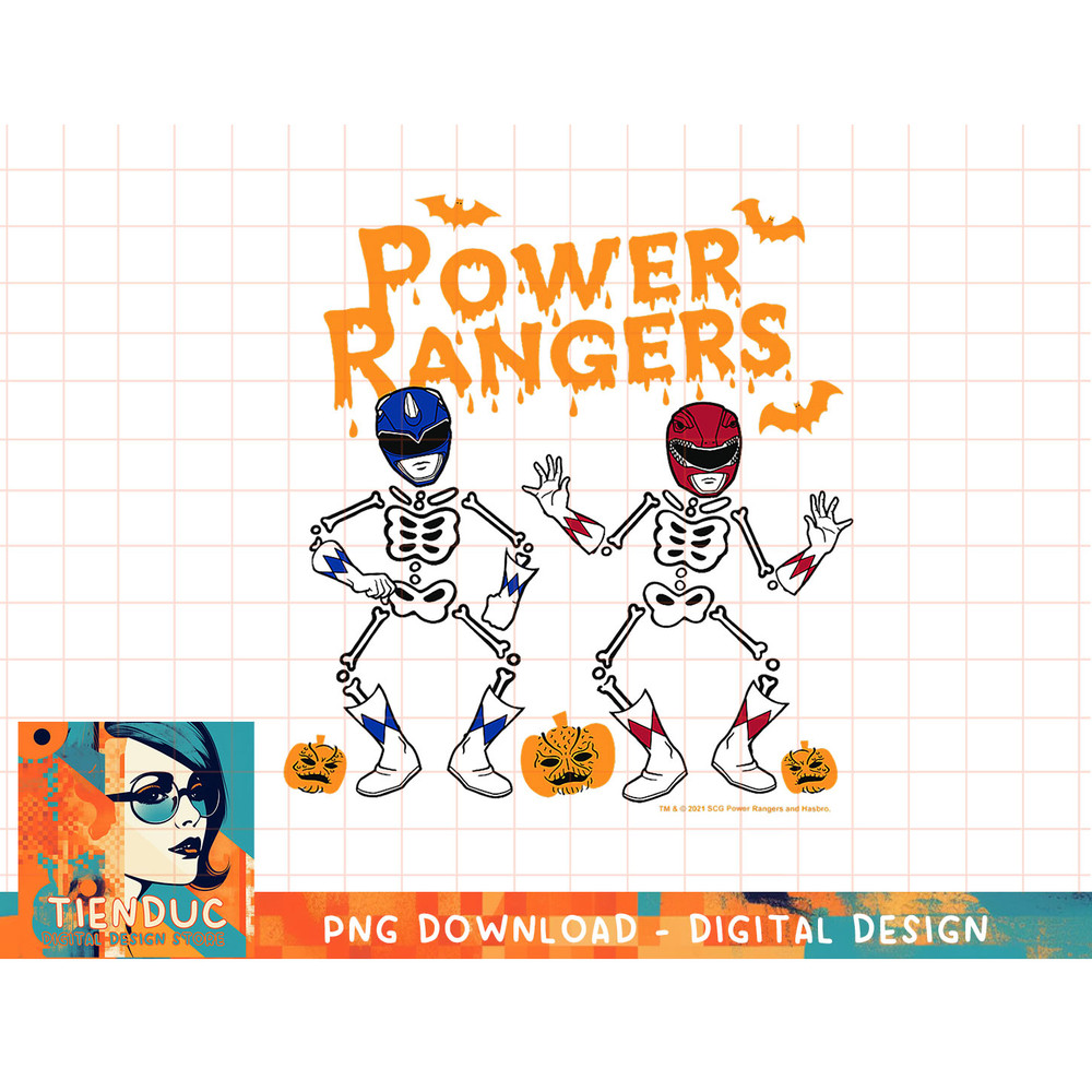 Power Rangers Halloween Blue & Red Skeletons T-Shirt copy.jpg