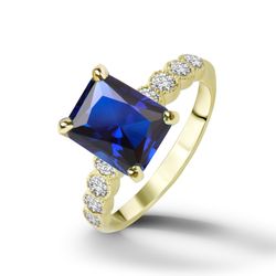 Sapphire Ring - September Birthstone - Statement Ring - Gold Ring - Engagement Ring - Rectangle Ring - Cocktail Ring