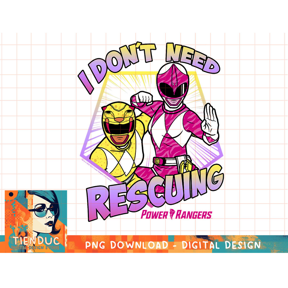 Power Rangers I Don't Need Rescuing Pink & Yellow Rangers T-Shirt copy.jpg