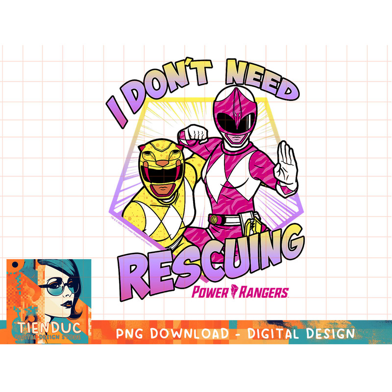 Power Rangers I Don't Need Rescuing Pink & Yellow Rangers T-Shirt copy.jpg