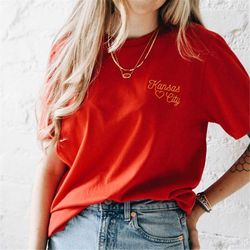 kansas city embroidered t-shirt - red - kc football - kc chiefs - kansas city shirt - kansas city tee