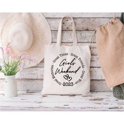girls weekends 2023 tote bag, book bag, personalized tote, road trip tote bag, shopping tote bag, weekend trip tote bag,