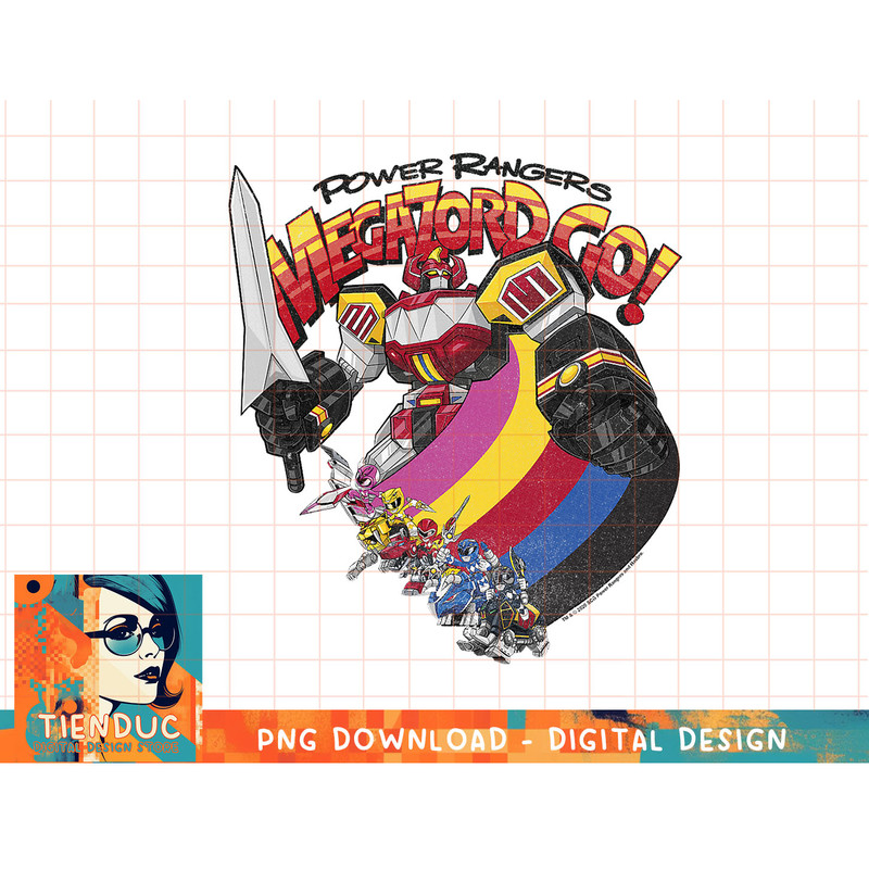 Power Rangers Megazord Go! Retro Rainbow Stripe T-Shirt copy.jpg