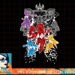 power rangers morphin' time group polygons outline t-shirt copy png