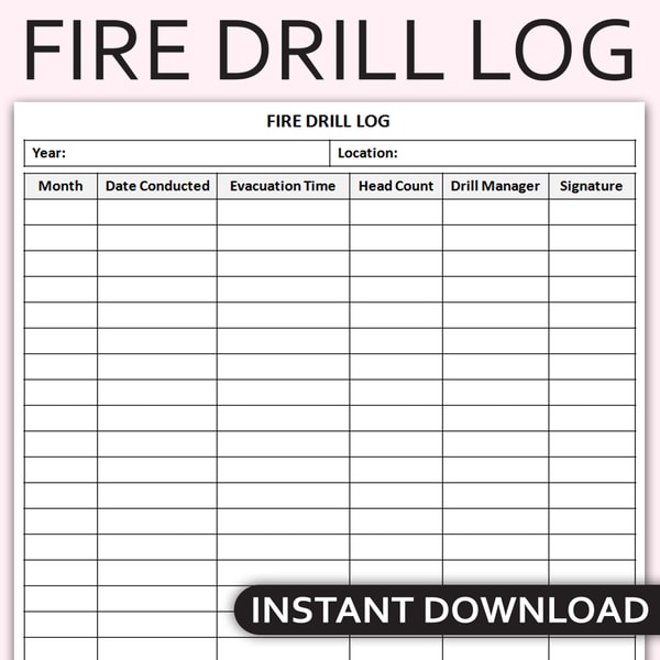 Printable Fire Drill Log, Emergency Preparedness Tracker, Fi | Inspire Uplift printable-fire-drill-log-emergency-preparedness-tracker-fi-inspire-uplift