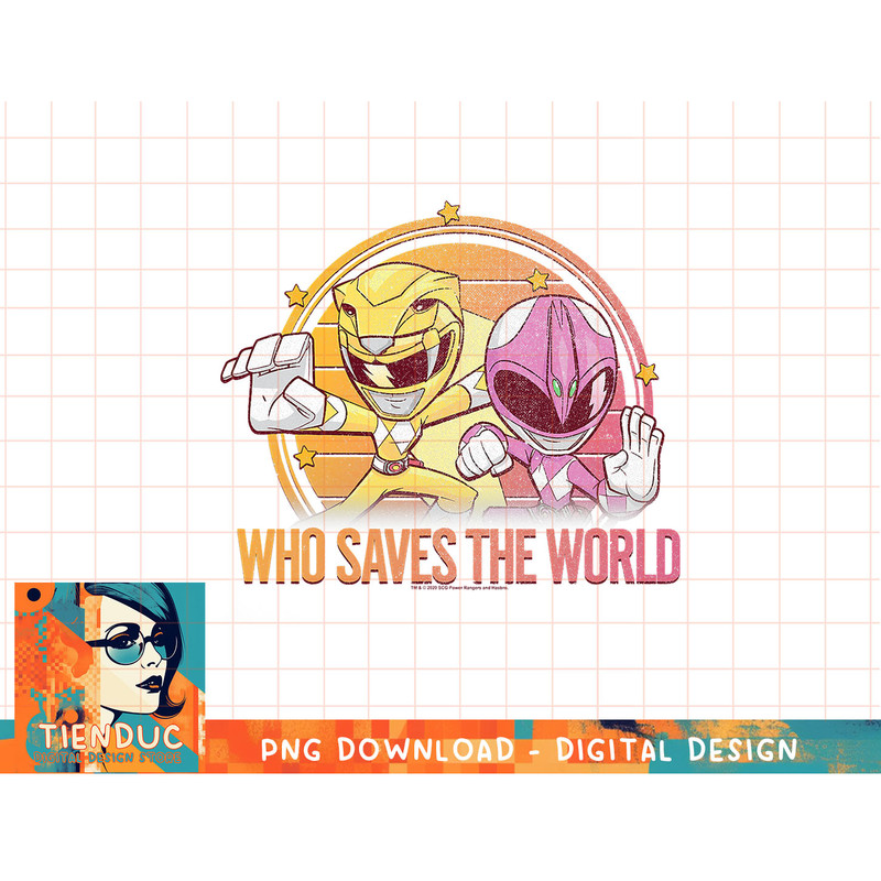 Power Rangers Pink & Yellow Ranger Who Saves The World T-Shirt copy.jpg