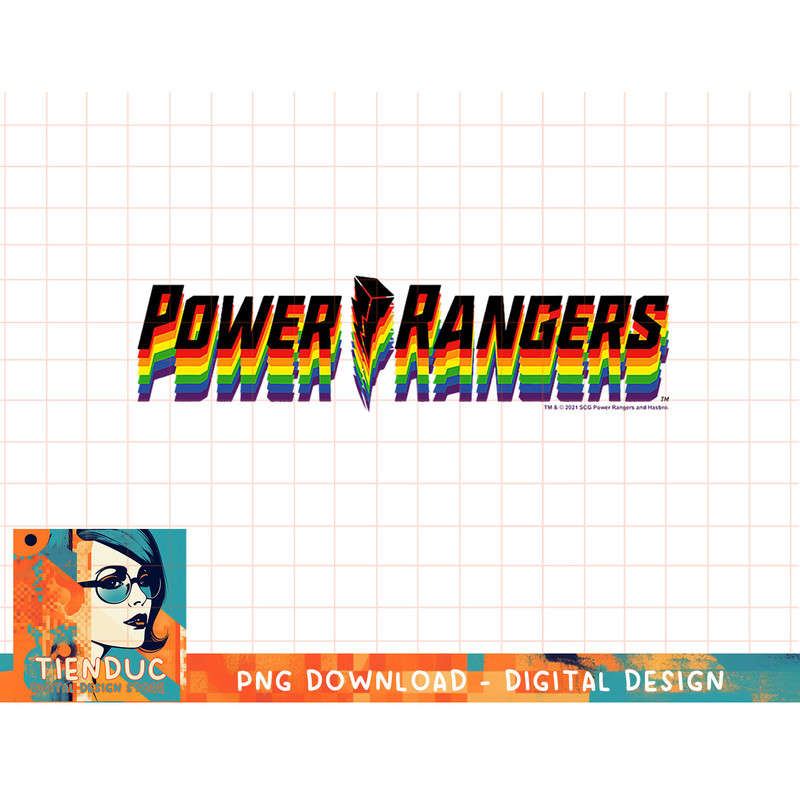 Power Rangers Rainbow 3D Outlined Logo T-Shirt copy.jpg