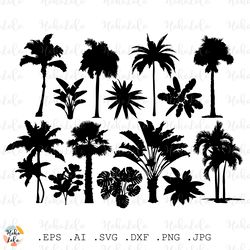 palm tree svg bundle silhouette cricut files template dxf clipart png