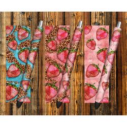 Western Strawberry Pen Wraps Png Sublimation Design, Leopard Strawberry Pen Wraps Png, Fruit Pen Wraps Png, Digital Down