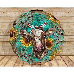 Western Baby Calf Wind Spinner Png Sublimation Design, Western Wind Spinner Png, Animal Wind Spinner Png, Baby Calf Png,