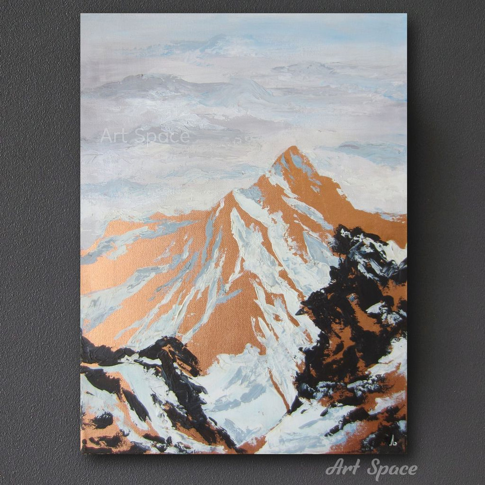 mountains - painting on canvas-relief strokes-mountain-sky-snow-acrylic painting-2.jpg