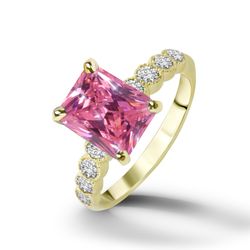 Rose Quartz Ring - October Birthstone - Statement Ring - Gold Ring - Engagement Ring - Rectangle Ring - Cocktail Ring