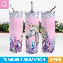 Watercolor Unicorn Tumbler Wrap Sublimation Design - 1 PNG