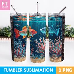Ocean Tumbler Sublimation Design - Underwater Background - 1 PNG