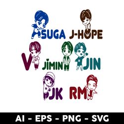 adorable 7 different tinytan bts svg, kpop star svg, adorable tinytan svg, png dxf eps file - digital file