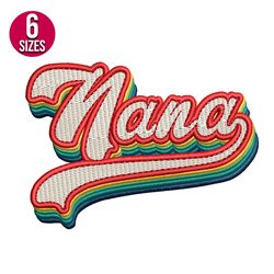 Retro nana embroidery design, Machine embroidery pattern, Instant Download