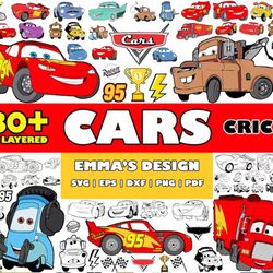 cars bundle svg, disney pixar car svg, lightning mcqueen svg, png pdf dxf eps digital file