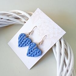 Heart shaped birthday polymer clay earrings/Dangle blue earrings/Heart Earrings/Lightweight earrings/Handmade Jewelry