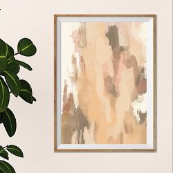 Abstract Art Print beige Downloadable trendy neutral Wall Art for bedroom navy orange Printable navy pink painting