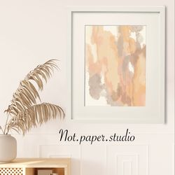 abstract painting prints modern simple light neutral tones brush strokes large size wall art beige white