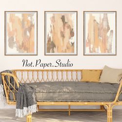 Modern Neutral Abstract 3 piece printable wall art room decor aesthetic minimalist set of 3 prints simple neutral gal