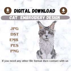 cute cat embroidery design, animal embroidery design, machine embroidery design, cat embroidery design files
