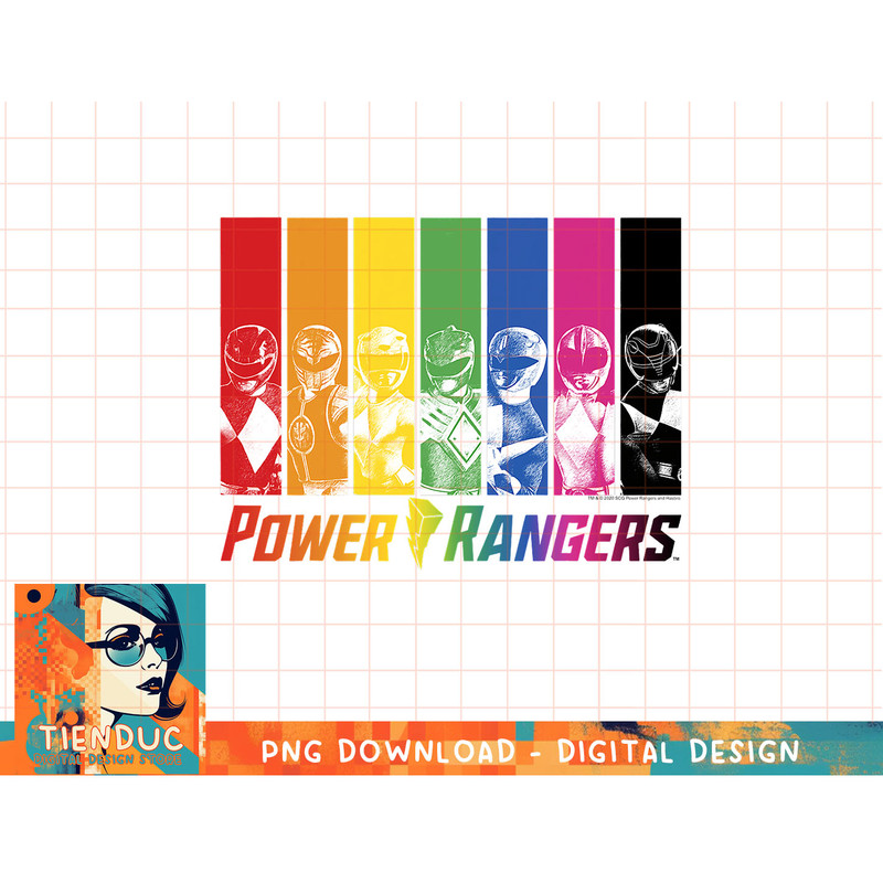 Power Rangers Retro Distressed Rainbow Character Panels T-Shirt copy.jpg