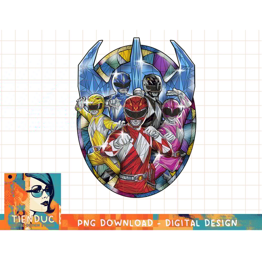Power Rangers Stained Glass Action Pose Portrait Long Sleeve T-Shirt copy.jpg