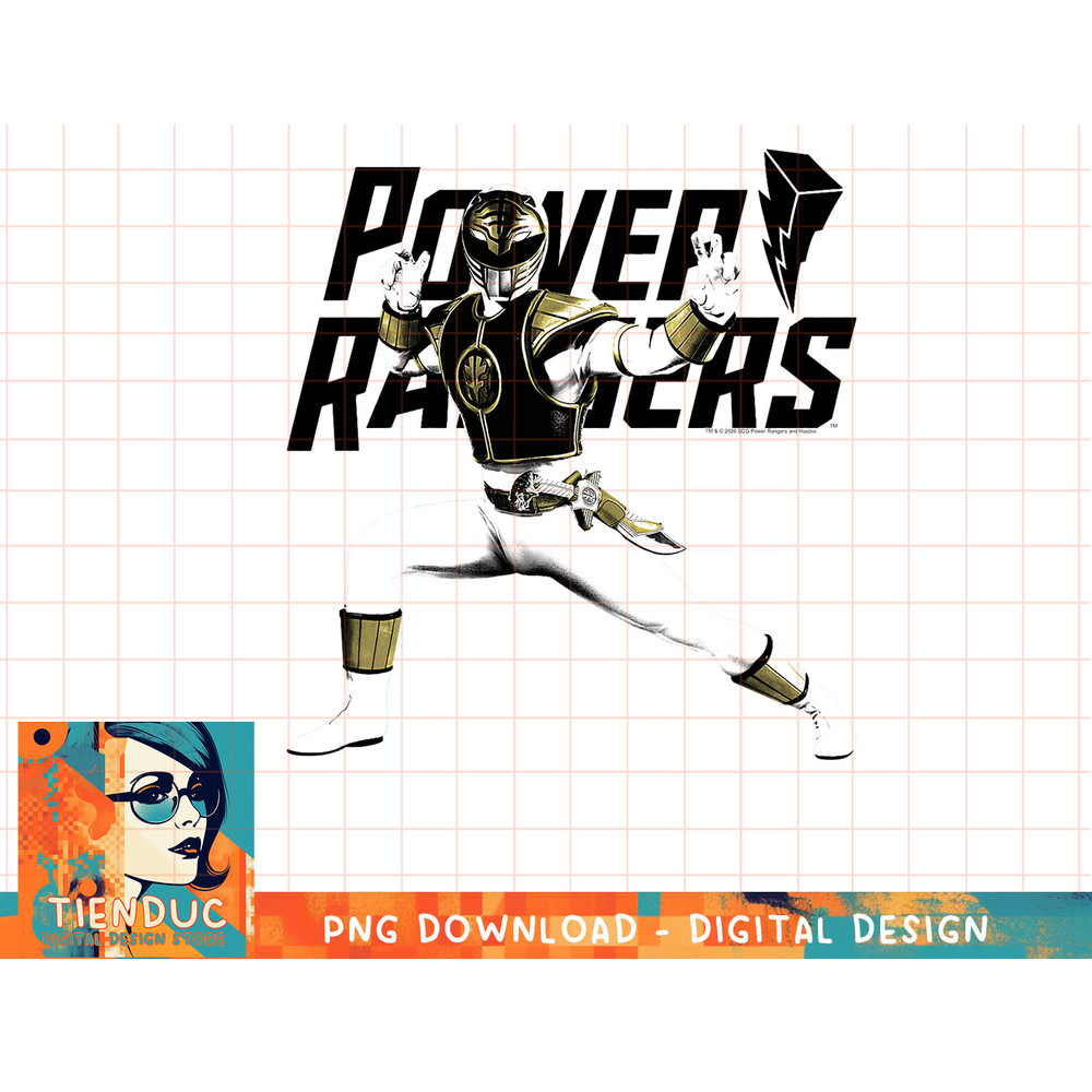 Power Rangers White Ranger Karate Action Pose Logo T-Shirt copy.jpg