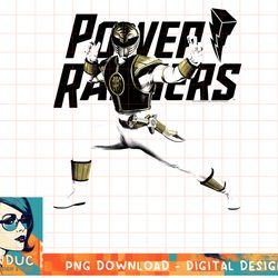 power rangers white ranger karate action pose logo t-shirt copy png