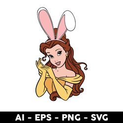 belle easter svg, beauty and the beast svg, disney princees svg, png dxf eps file - digital file