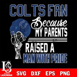 Los Angeles Indianapolis Colts fan because my parents raised a man with pride svg, digital download