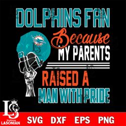 Los Angeles Miami Dolphins fan because my parents raised a man with pride svg, digital download