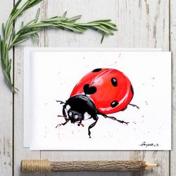 Ladybug insect 8x11 inch original watercolor painting insect art aquarelle paintings by Anne Gorywine